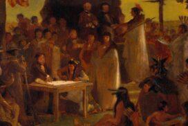 Millet, Francis Davis. The Signing of the Treaty of Traverse des Sioux. 1905. Nicollet County Historical Society Collections.