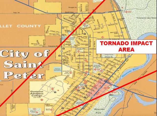 St Peter Tornado Map