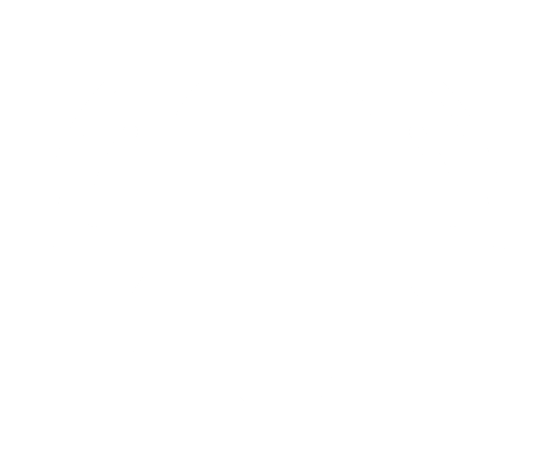 White bell icon with radiating sound lines.